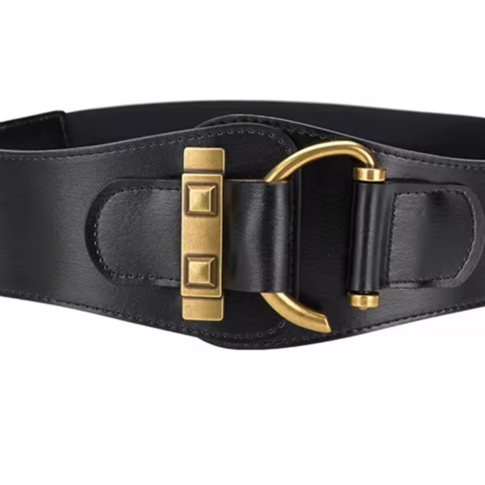 Women’s PU Wide Leather Waist Belt in Black or Dark Brown - Picture 2 of 5